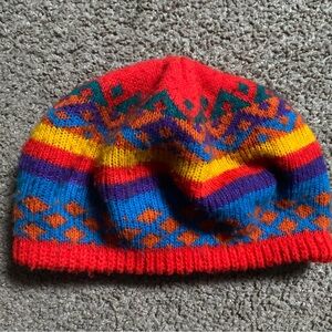 Vintage Merkley Headgear Wool In A Multicolored Nordic Knit Pattern